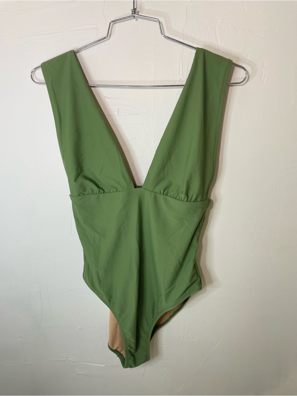 J. Crew Olive Green Deep V One-Piece Swimsuit